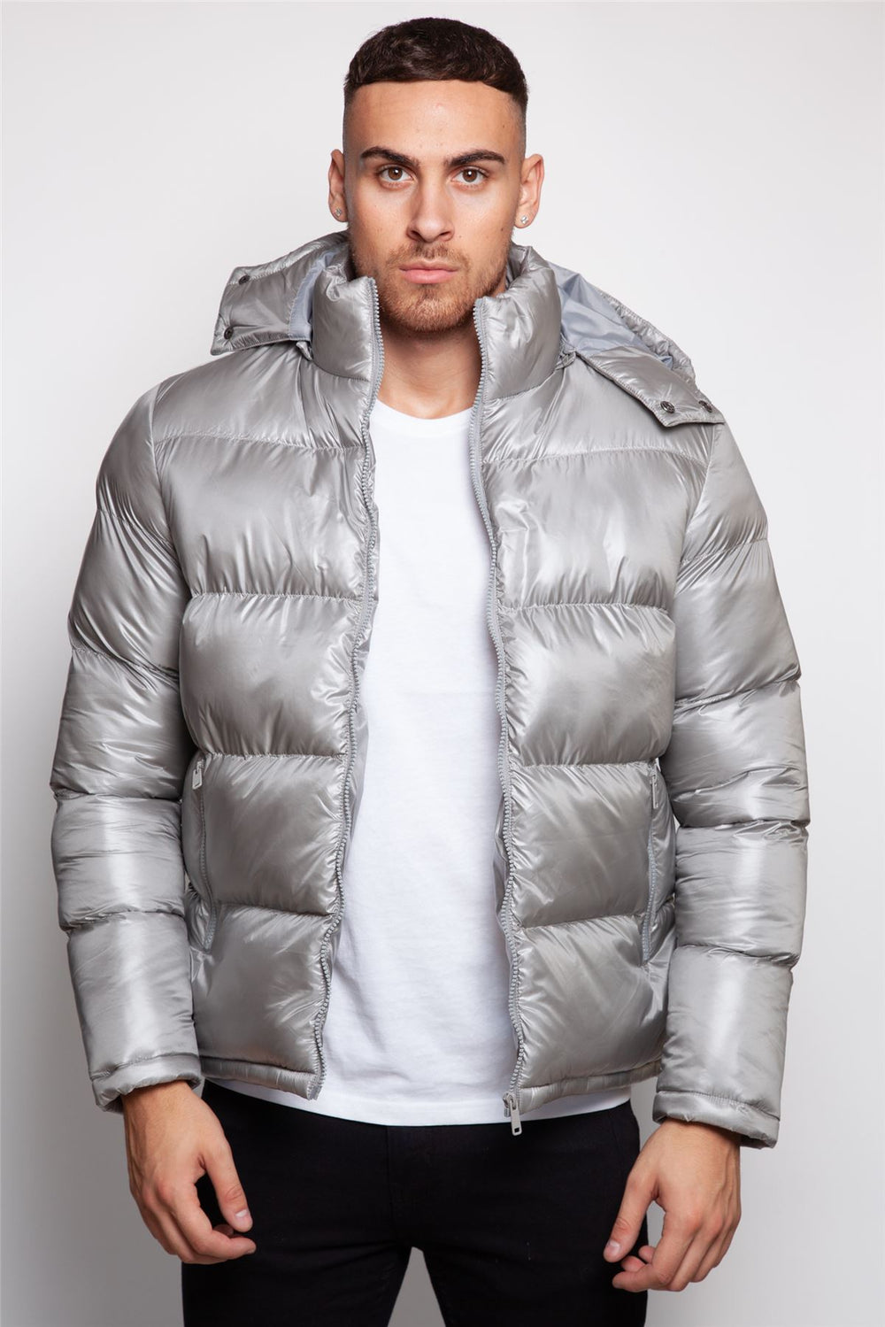 Shiny Hooded Puffer Coat