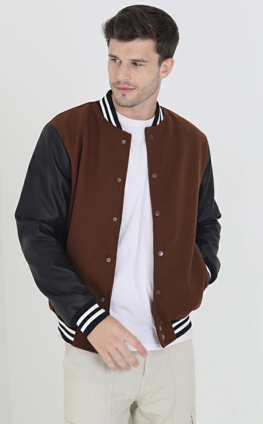 MEN MJK-EDANTAN MIX FABRIC VARSITY JACKT