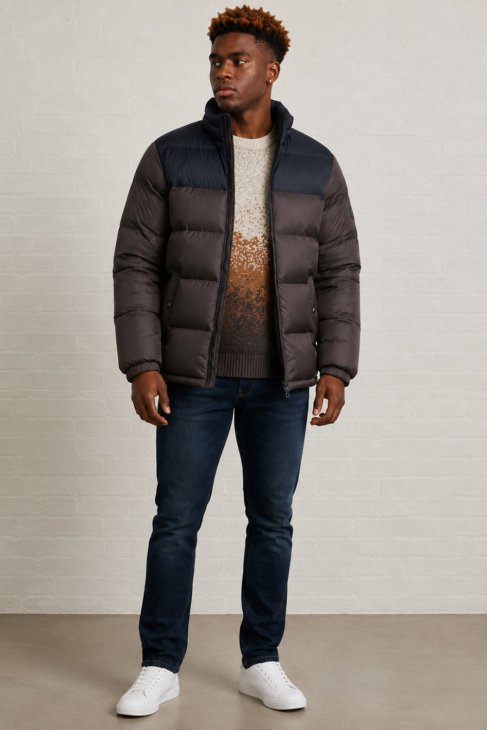 MENS TS GLOSSY PRINT PUFFER JACKET
