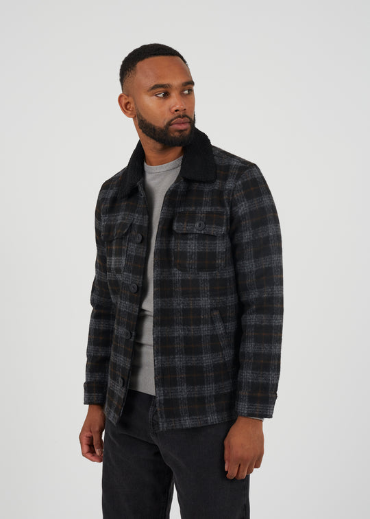MEN MJK-AUGUSTUSPKC CHKD JKT W BLK SHERP