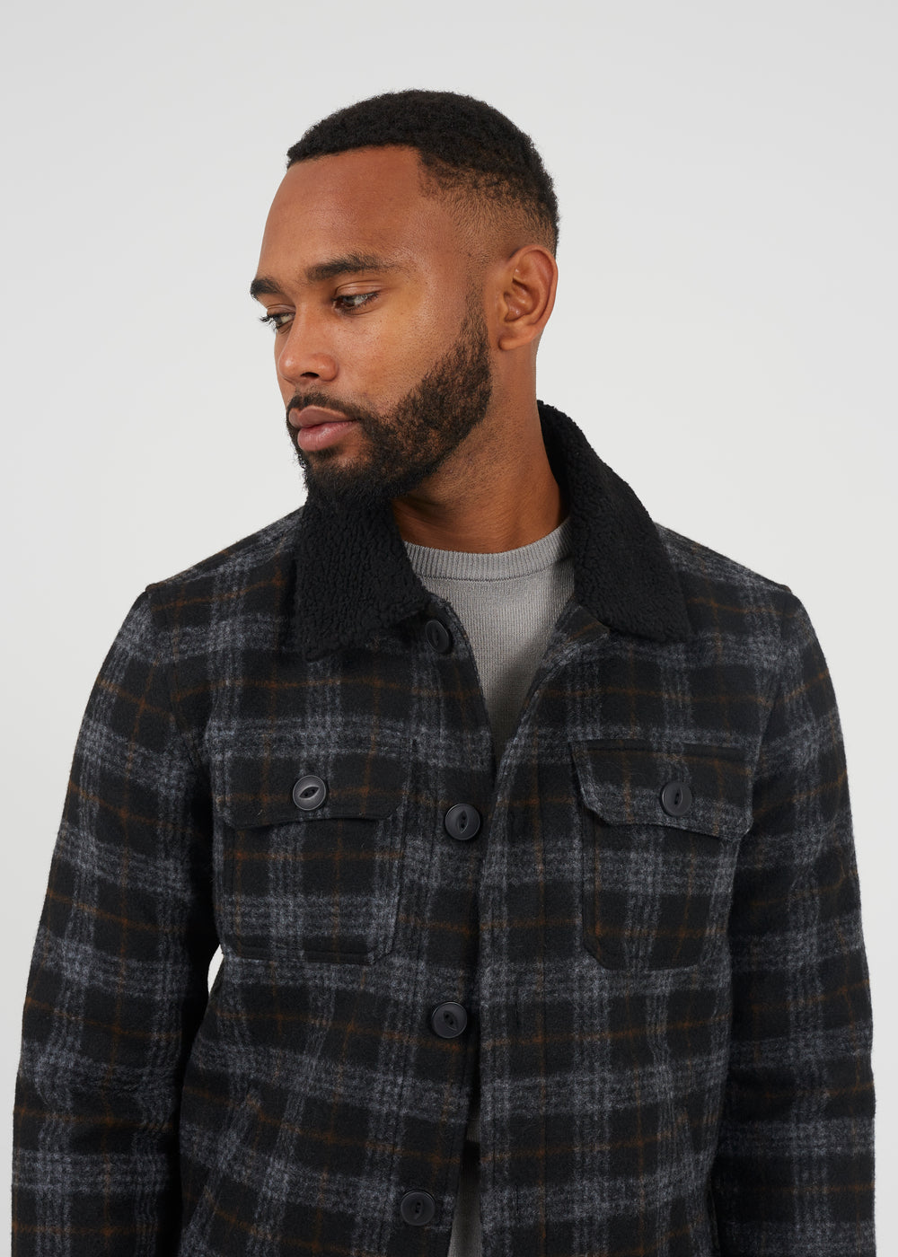 MEN MJK-AUGUSTUSPKC CHKD JKT W BLK SHERP