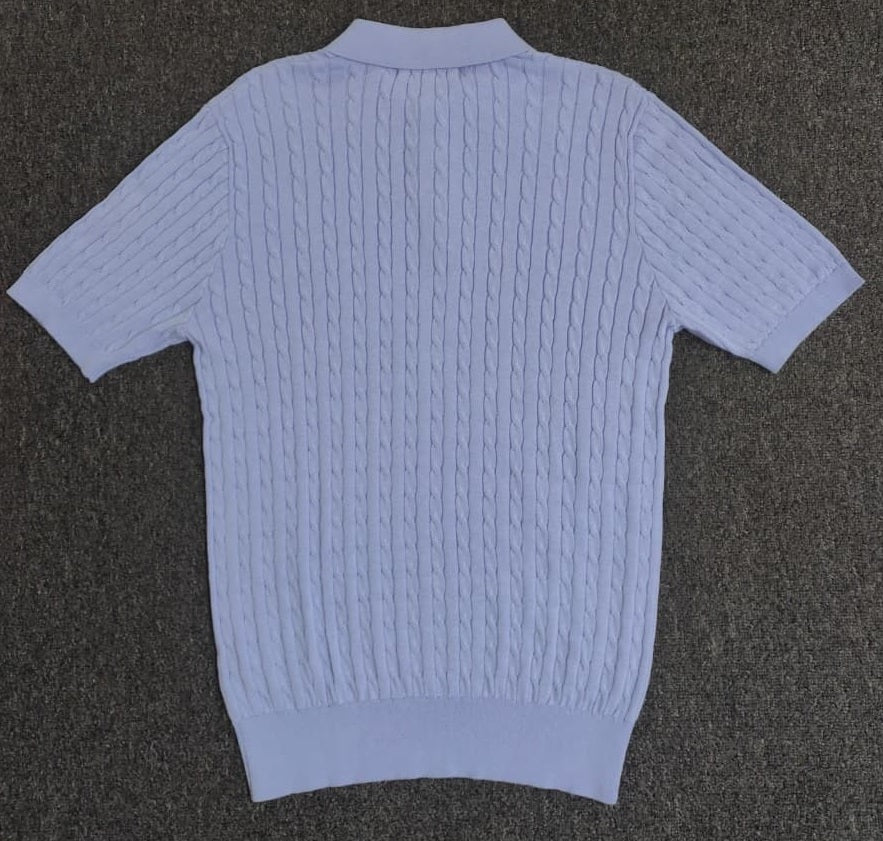 MENS CABLE KNIT POLO