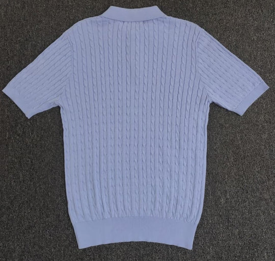 MENS CABLE KNIT POLO
