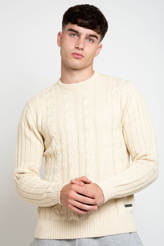 MENS TS VARIGATED CABLE CN LS PULLOVER