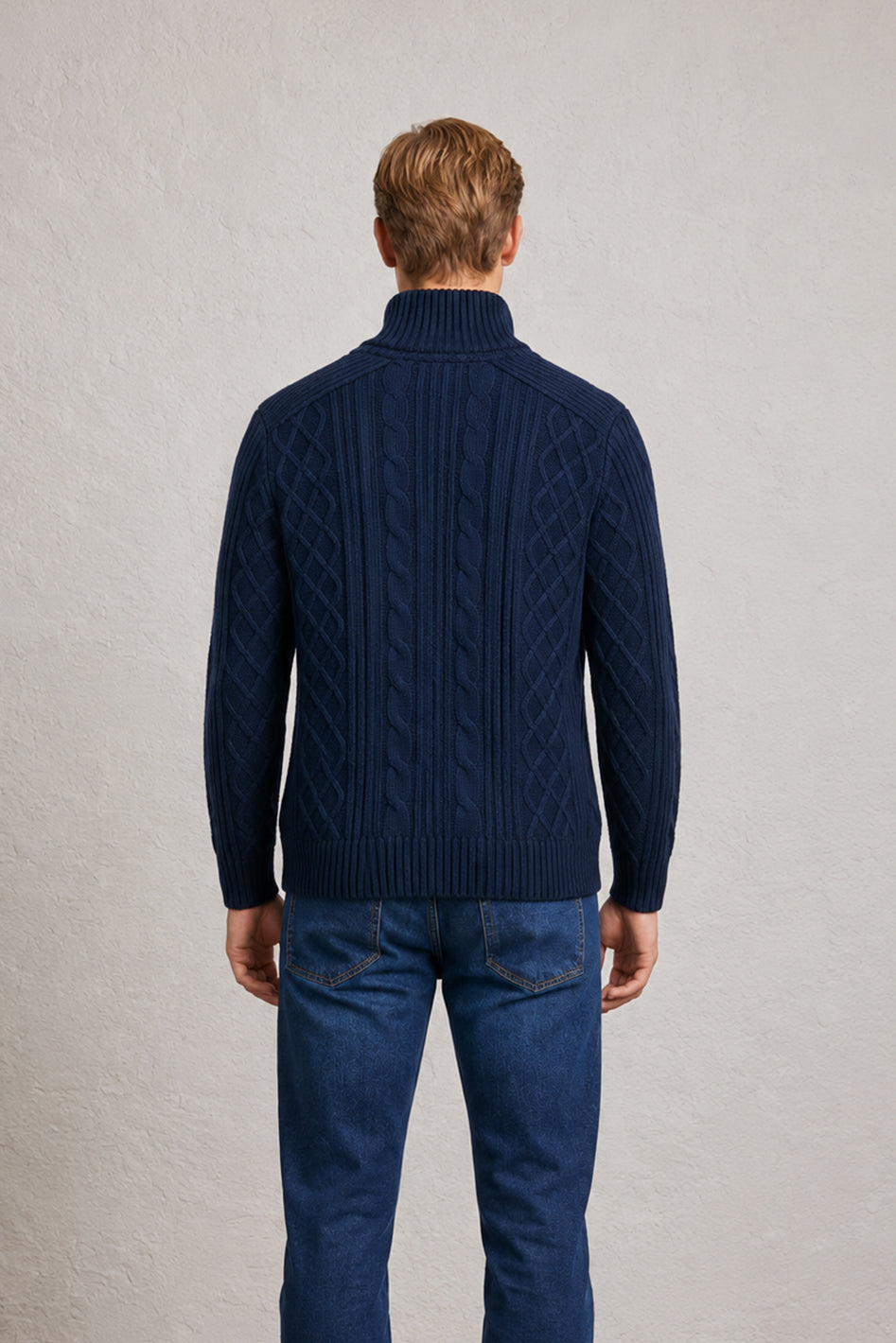 MENS TS CABLE KNT BUTTON PLT LS PULLOVER