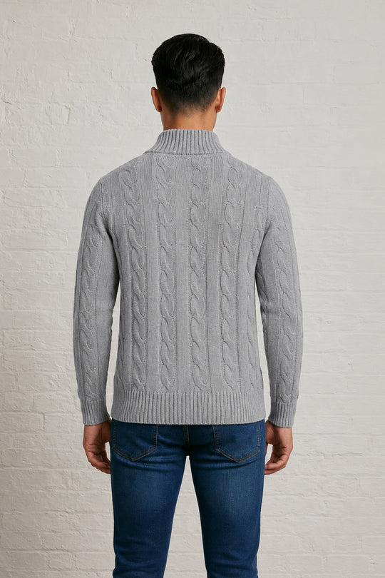 MENS TS CABLE KT FULL SLV 1/2 ZIP P OVER