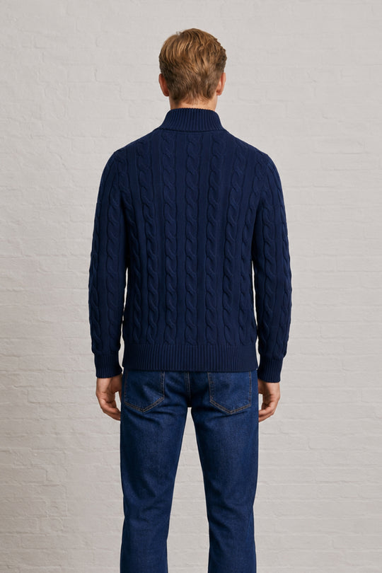 MENS TS CABLE KT FULL SLV 1/2 ZIP P OVER