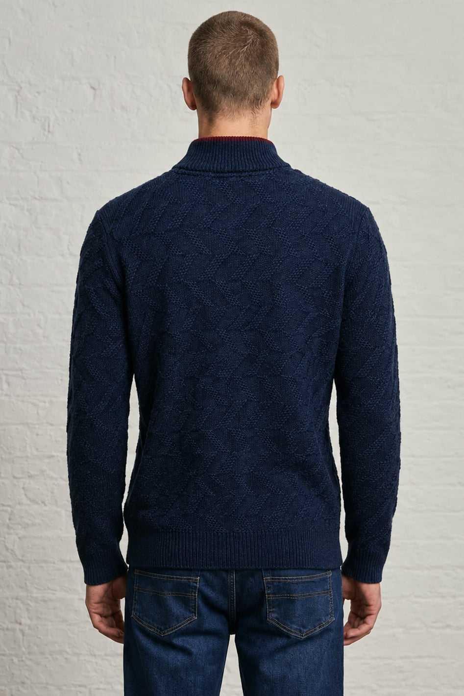 MENS TS ZIG ZAG PTRN FL SLV 1/2ZIP P OVR