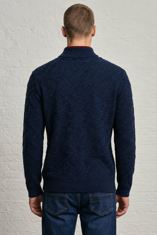 MENS TS ZIG ZAG PTRN FL SLV 1/2ZIP P OVR