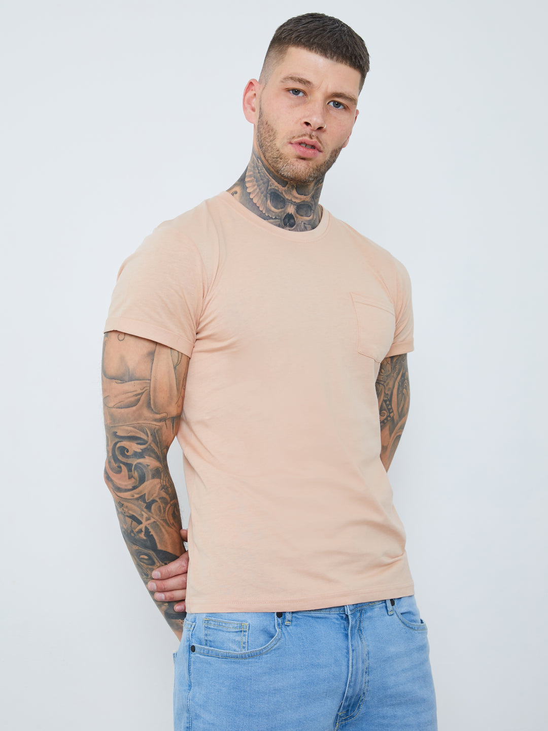 Crew Neck Pocket Roll Tee