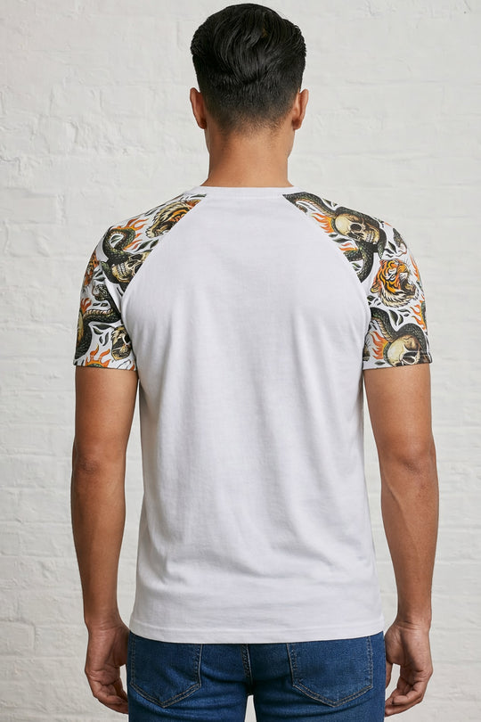 MENS SKULL SNAKE TIGER T-SHIRT
