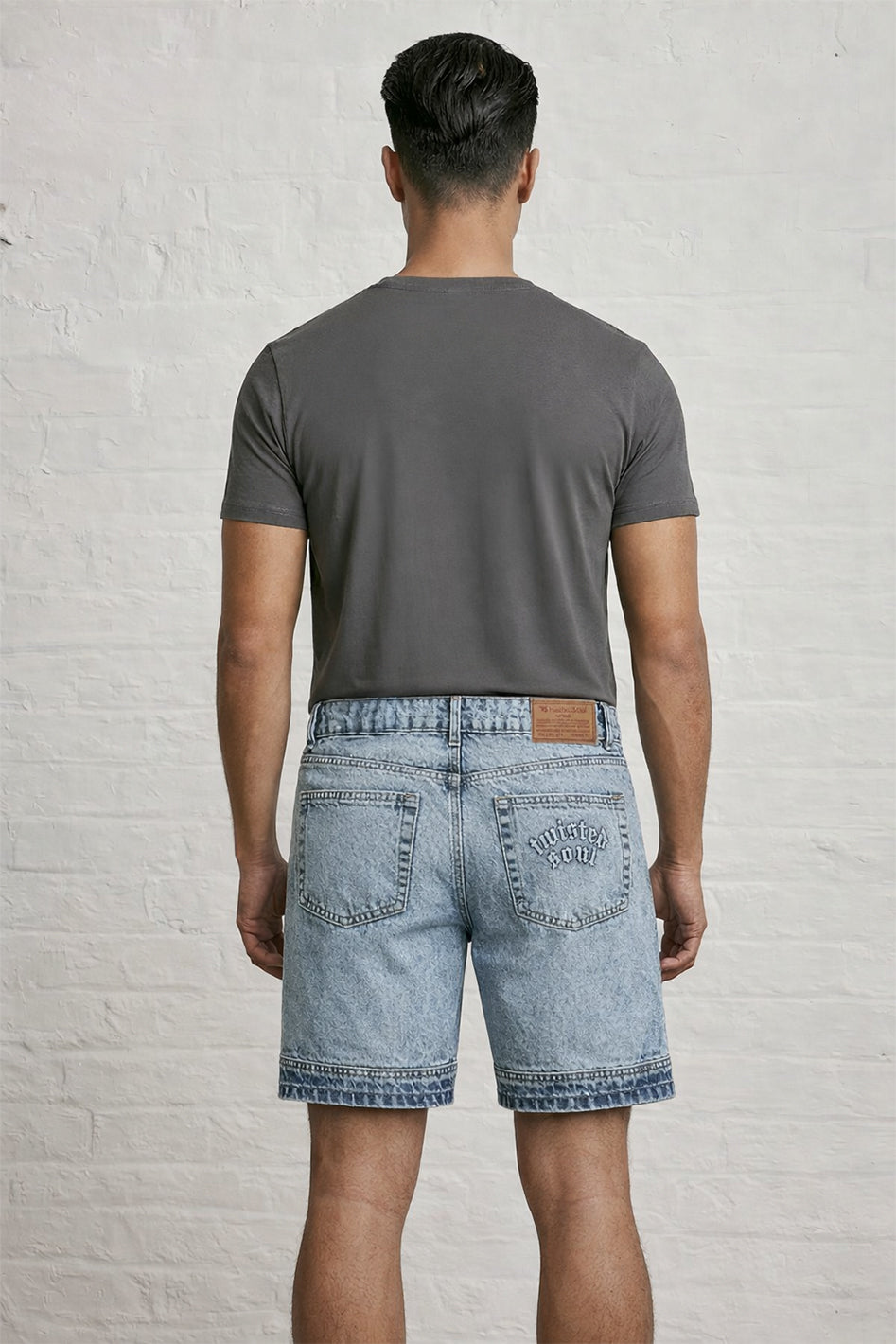 MENS EMBOSSING TS SHORTS DENIM