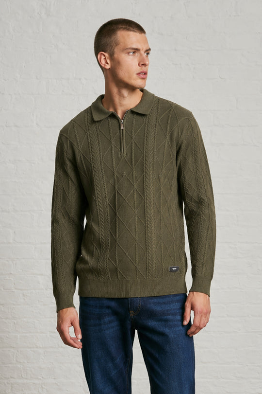 MENS TS LONG SLEEVE ZIP POLO PULLOVER