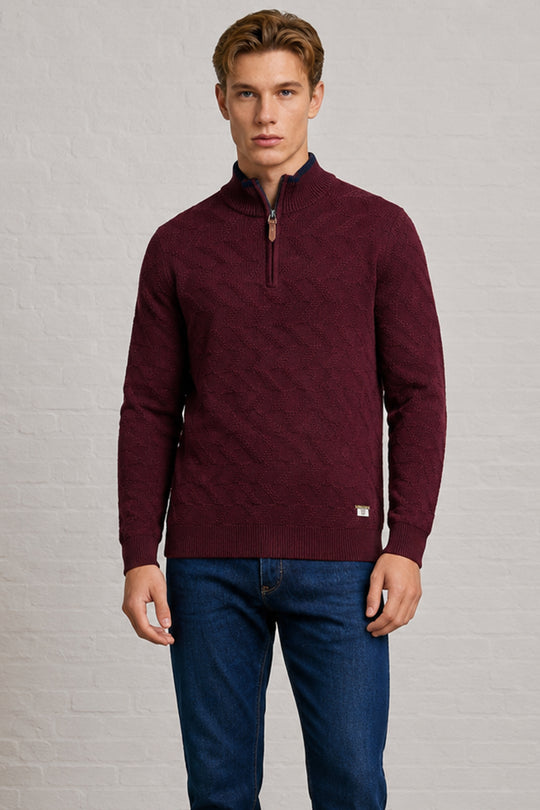 MENS TS ZIG ZAG PTRN FL SLV 1/2ZIP P OVR