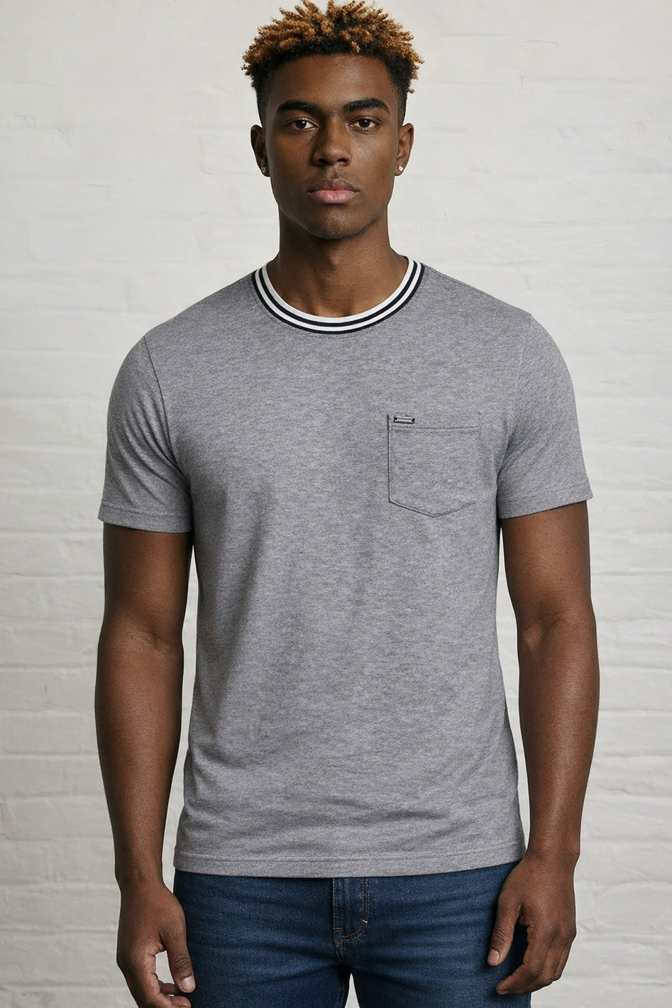 MENS PIN STRIPE SLUB TEE