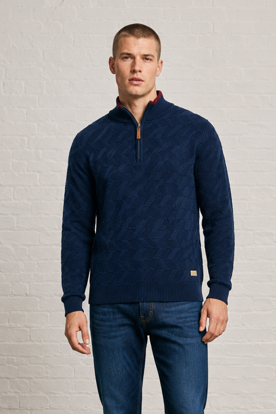 MENS TS ZIG ZAG PTRN FL SLV 1/2ZIP P OVR