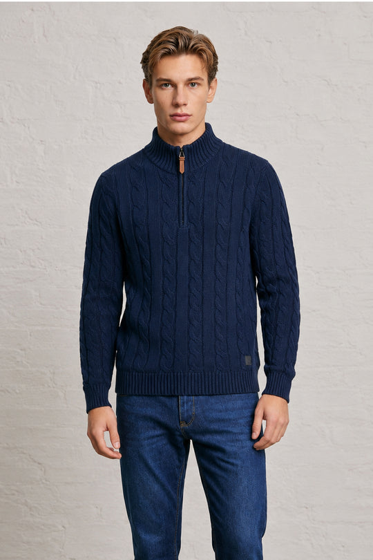 MENS TS CABLE KT FULL SLV 1/2 ZIP P OVER