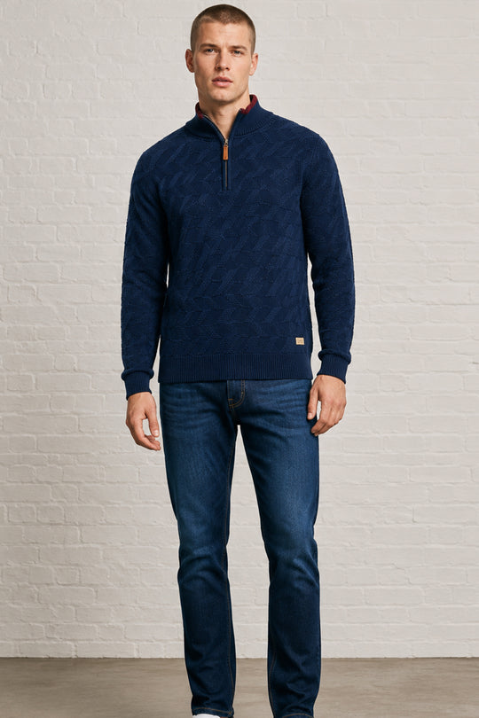 MENS TS ZIG ZAG PTRN FL SLV 1/2ZIP P OVR