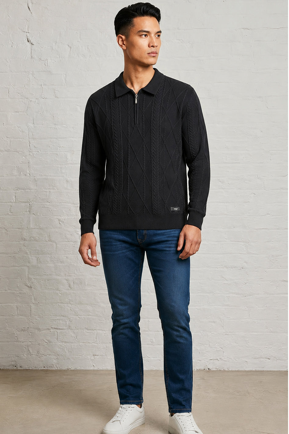 MENS TS LONG SLEEVE ZIP POLO PULLOVER