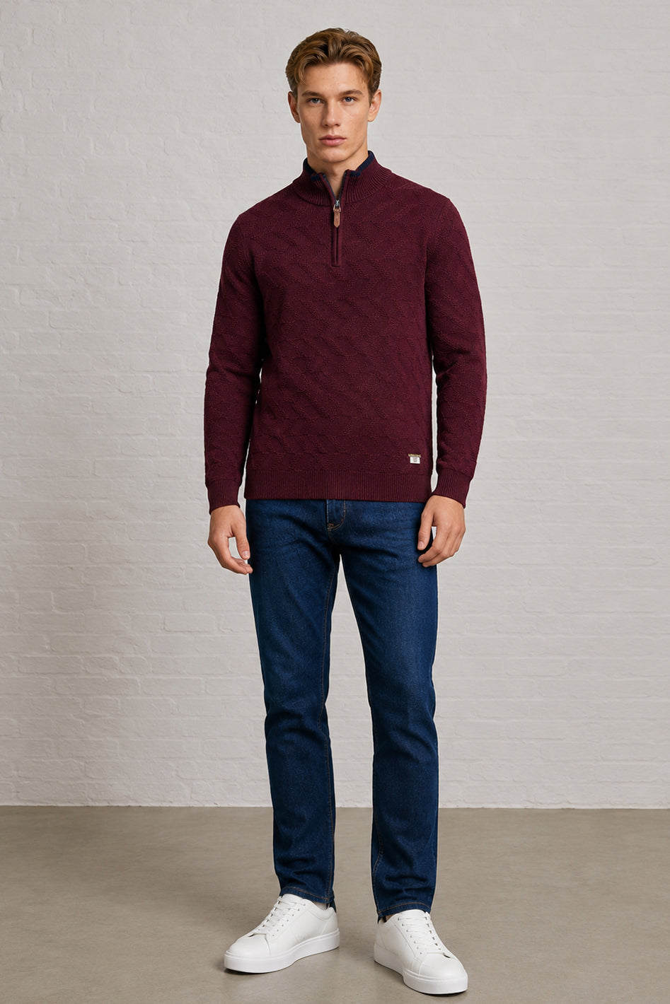 MENS TS ZIG ZAG PTRN FL SLV 1/2ZIP P OVR