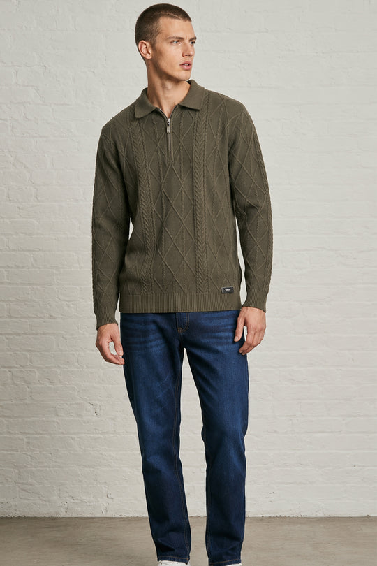 MENS TS LONG SLEEVE ZIP POLO PULLOVER