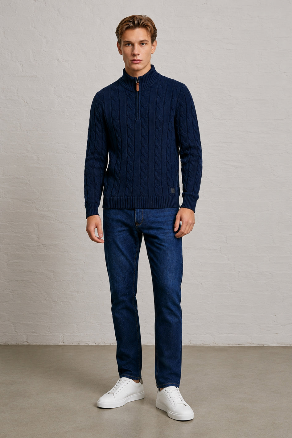 MENS TS CABLE KT FULL SLV 1/2 ZIP P OVER
