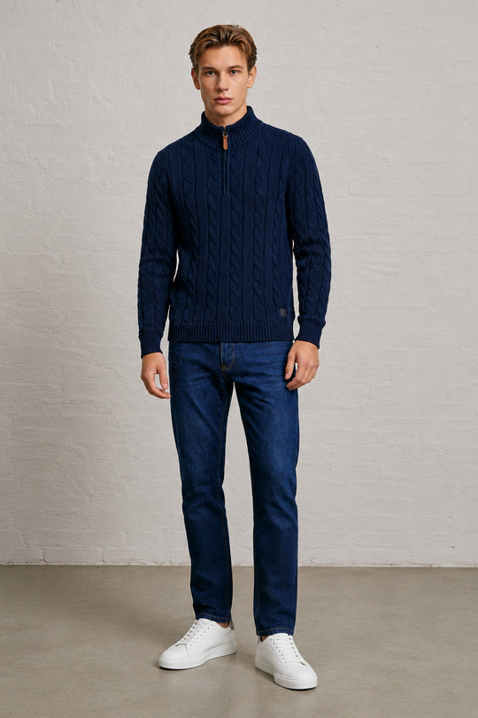 MENS TS CABLE KT FULL SLV 1/2 ZIP P OVER