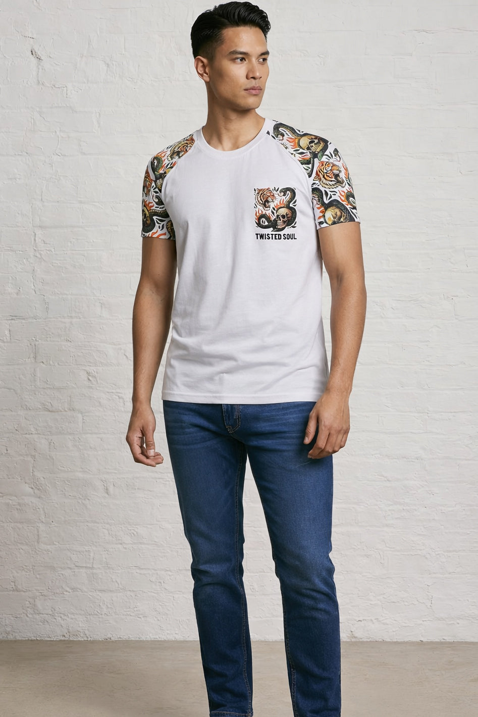 MENS SKULL SNAKE TIGER T-SHIRT