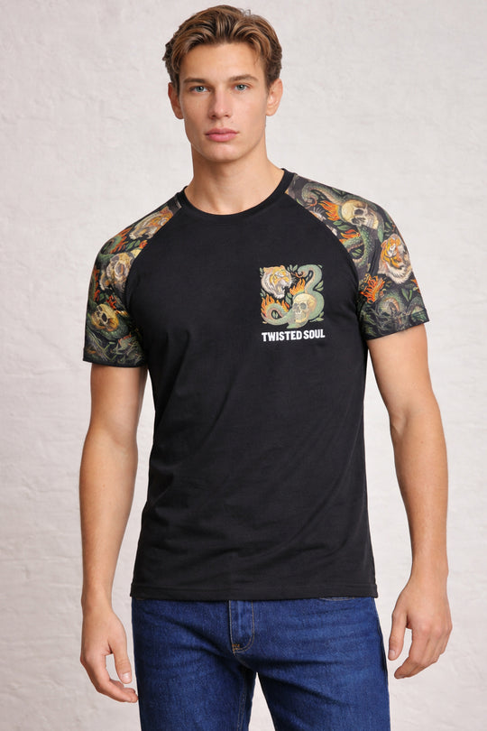 MENS SKULL SNAKE TIGER T-SHIRT