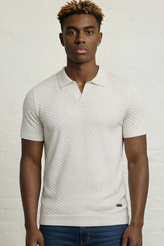 MENS JACQUARD KNIT POLO