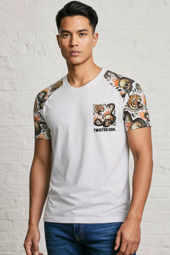 MENS SKULL SNAKE TIGER T-SHIRT