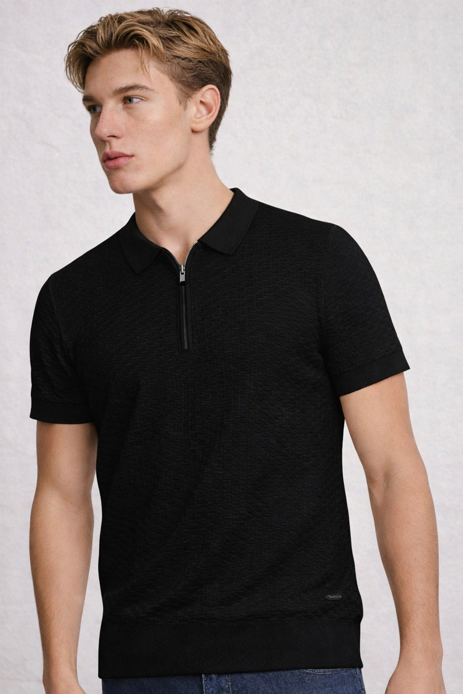 MENS JACQUARD KNIT POLO