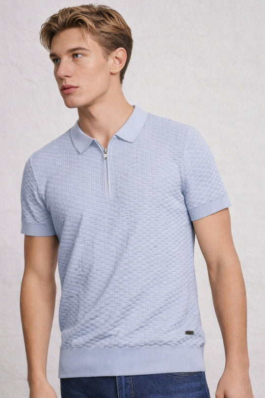 MENS JACQUARD KNIT POLO
