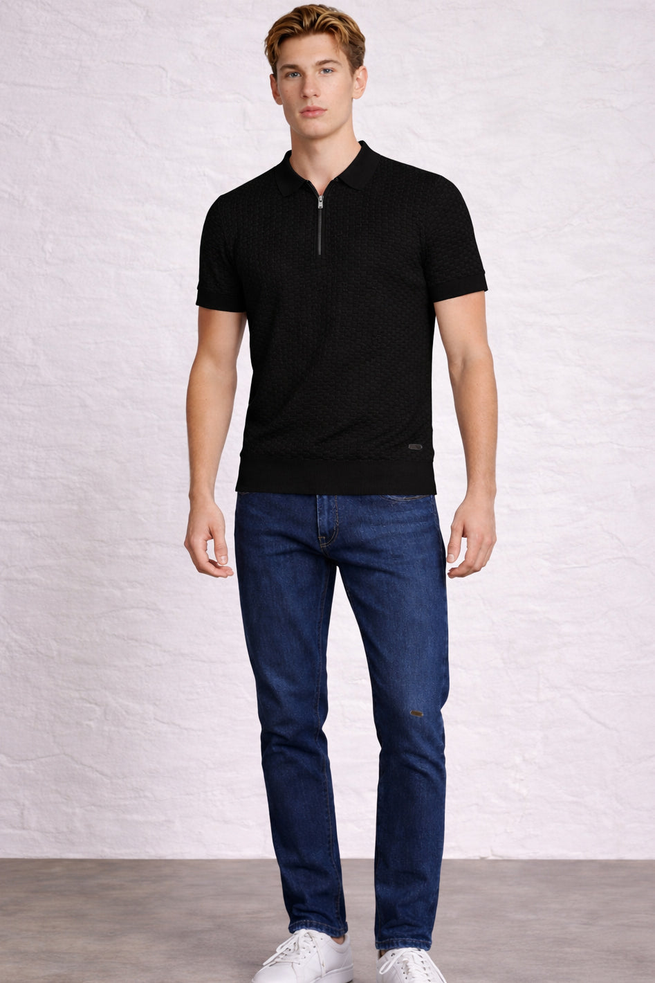 MENS JACQUARD KNIT POLO