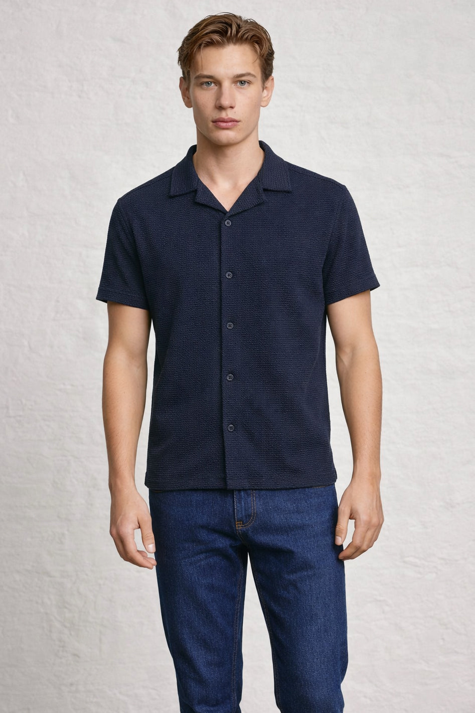 MENS TS NAVY WOVEN SS SHIRT