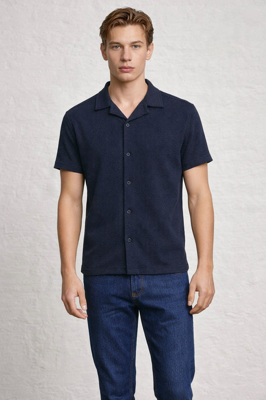 MENS TS NAVY WOVEN SS SHIRT