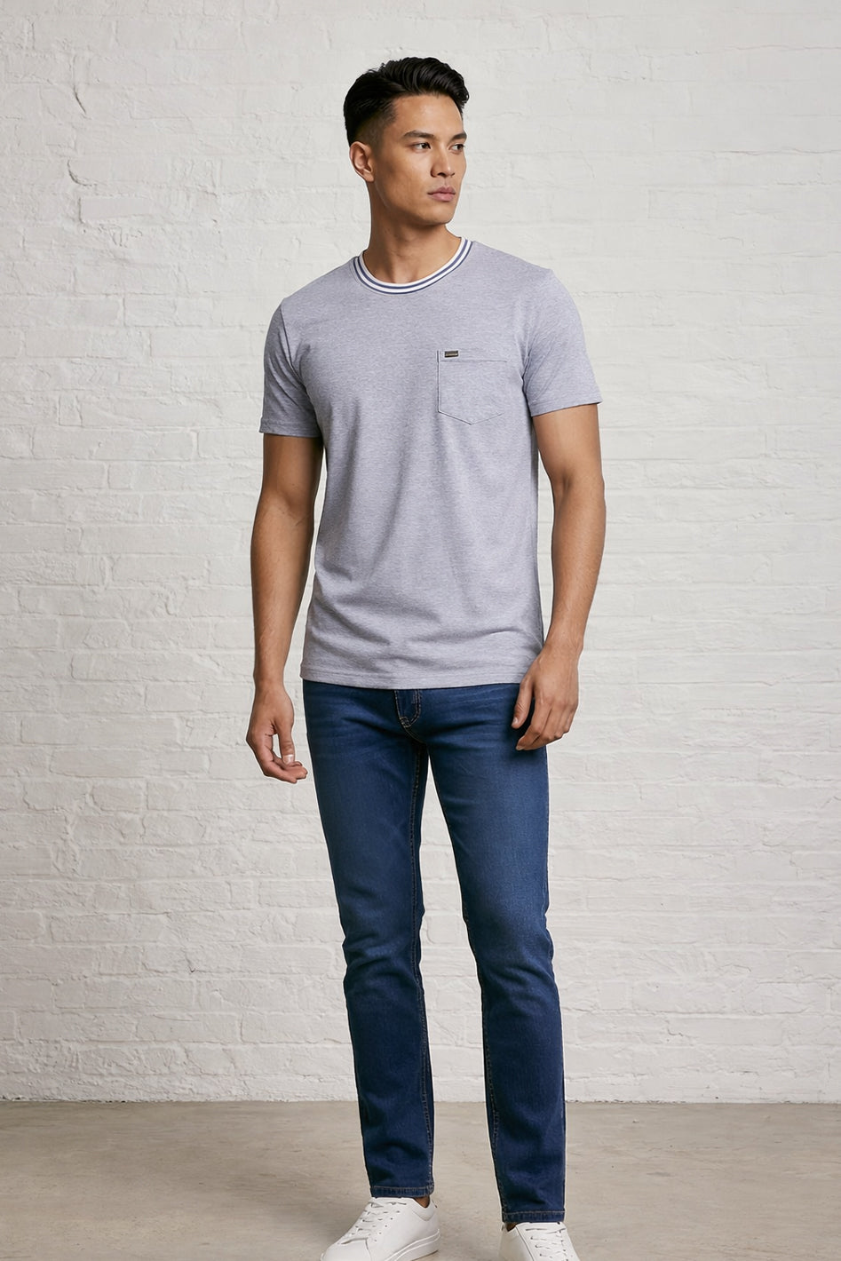 MENS PIN STRIPE SLUB TEE