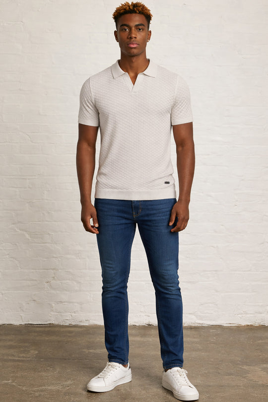 MENS JACQUARD KNIT POLO