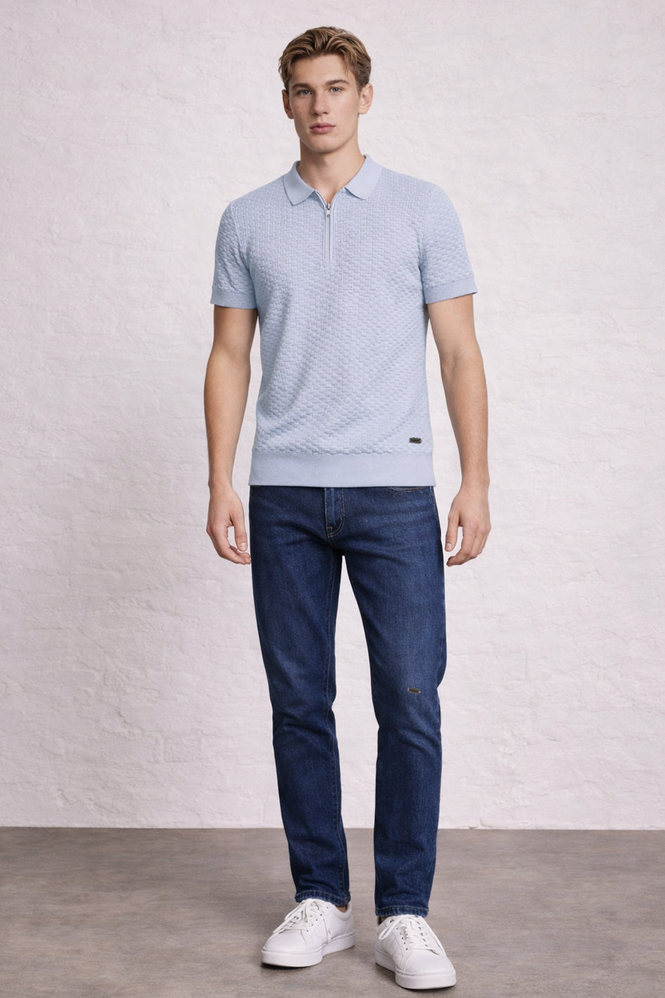 MENS JACQUARD KNIT POLO
