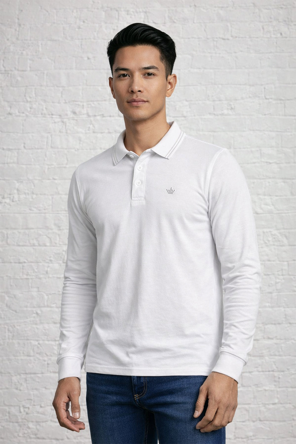 MENS MENS IN LS CROWN PIQUE POLO TEE