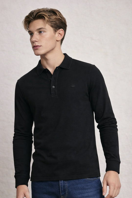 MENS MENS IN LS CROWN PIQUE POLO TEE