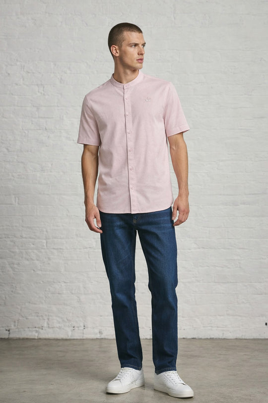 MENS IN CROWN EMB SS OXFORD GRANDAD SHIRT
