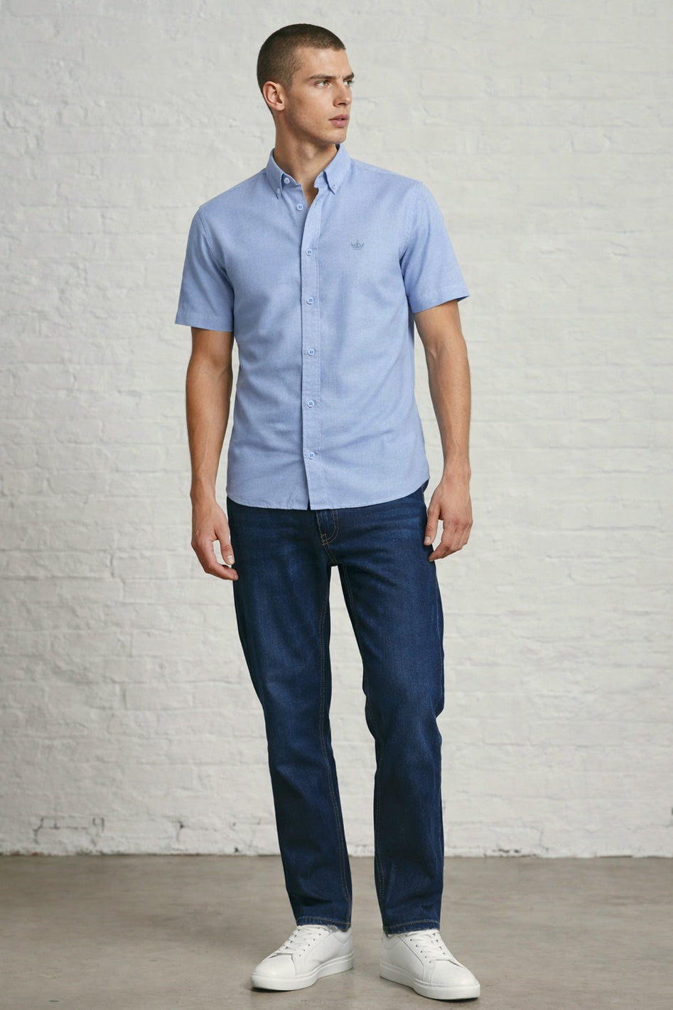 MENS IN CROWN EMB SS OXFORD SHIRT