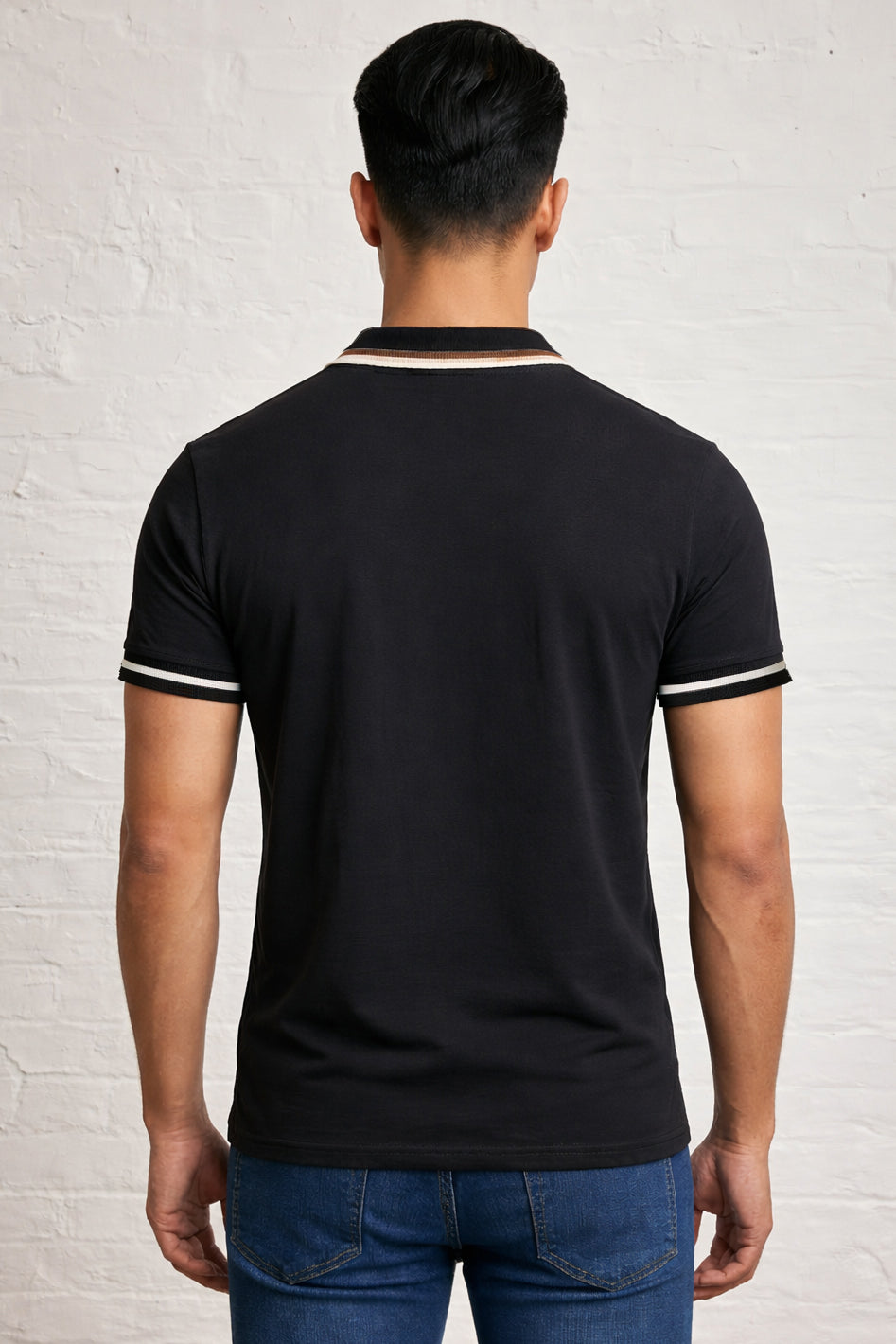 MENS SQUARE STRIPE POLO TEE
