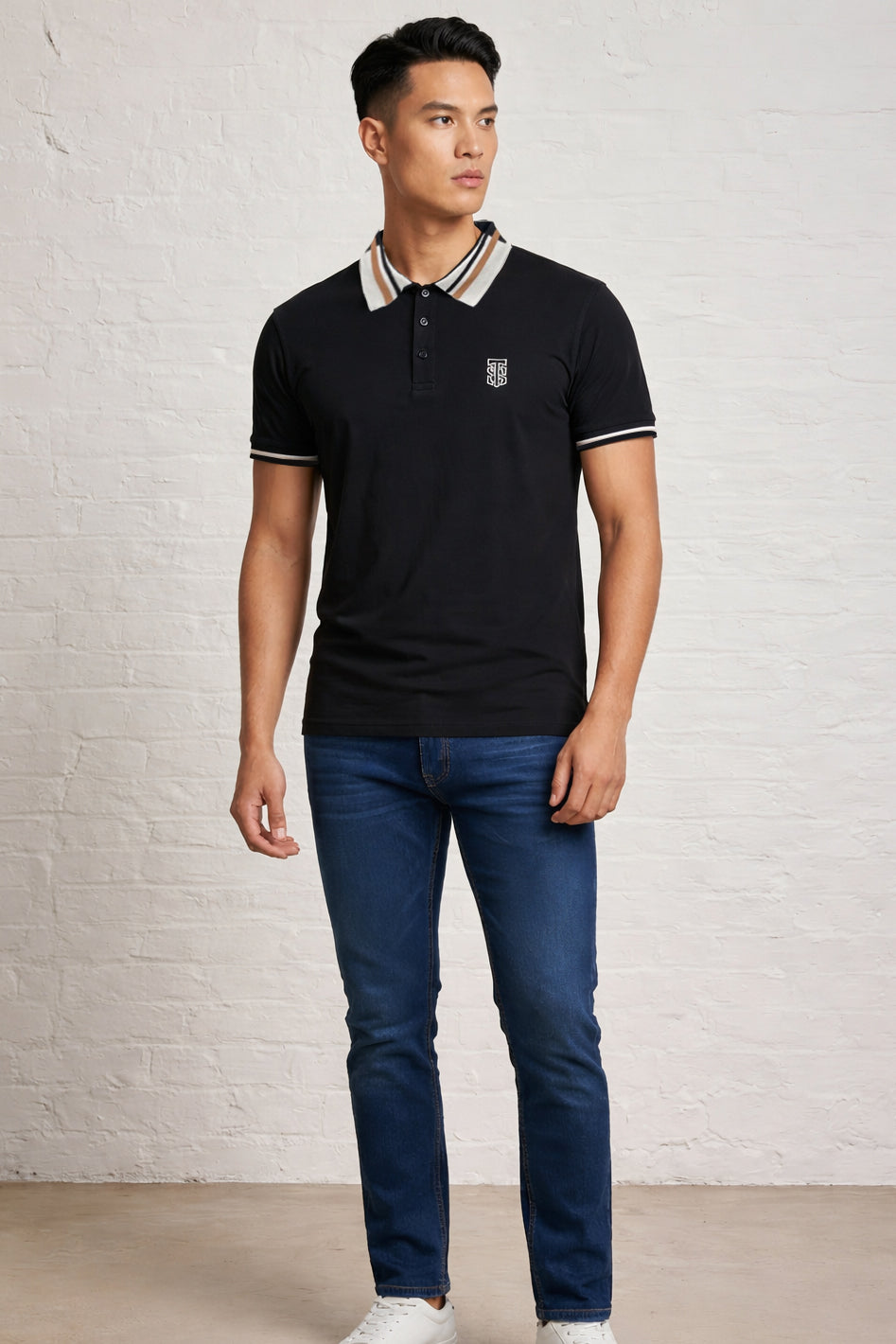 MENS SQUARE STRIPE POLO TEE