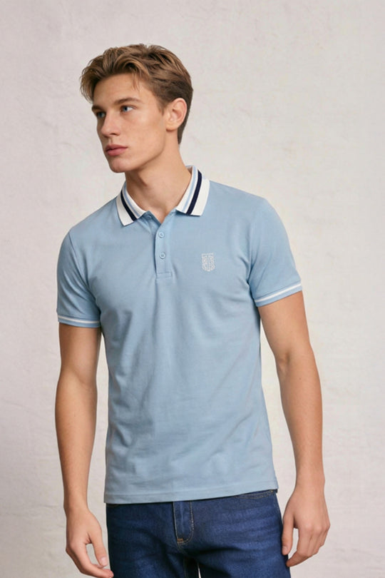 MENS SQUARE STRIPE POLO TEE