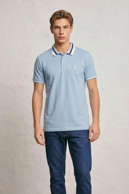 MENS SQUARE STRIPE POLO TEE