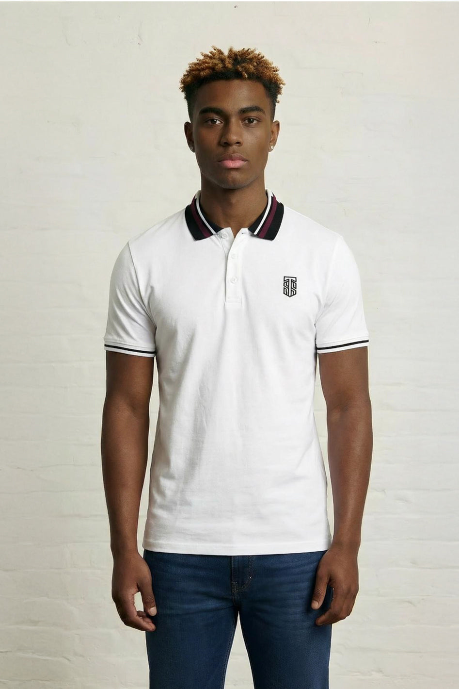 MENS SQUARE STRIPE POLO TEE