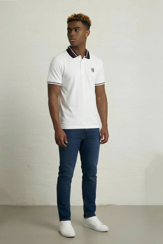 MENS SQUARE STRIPE POLO TEE