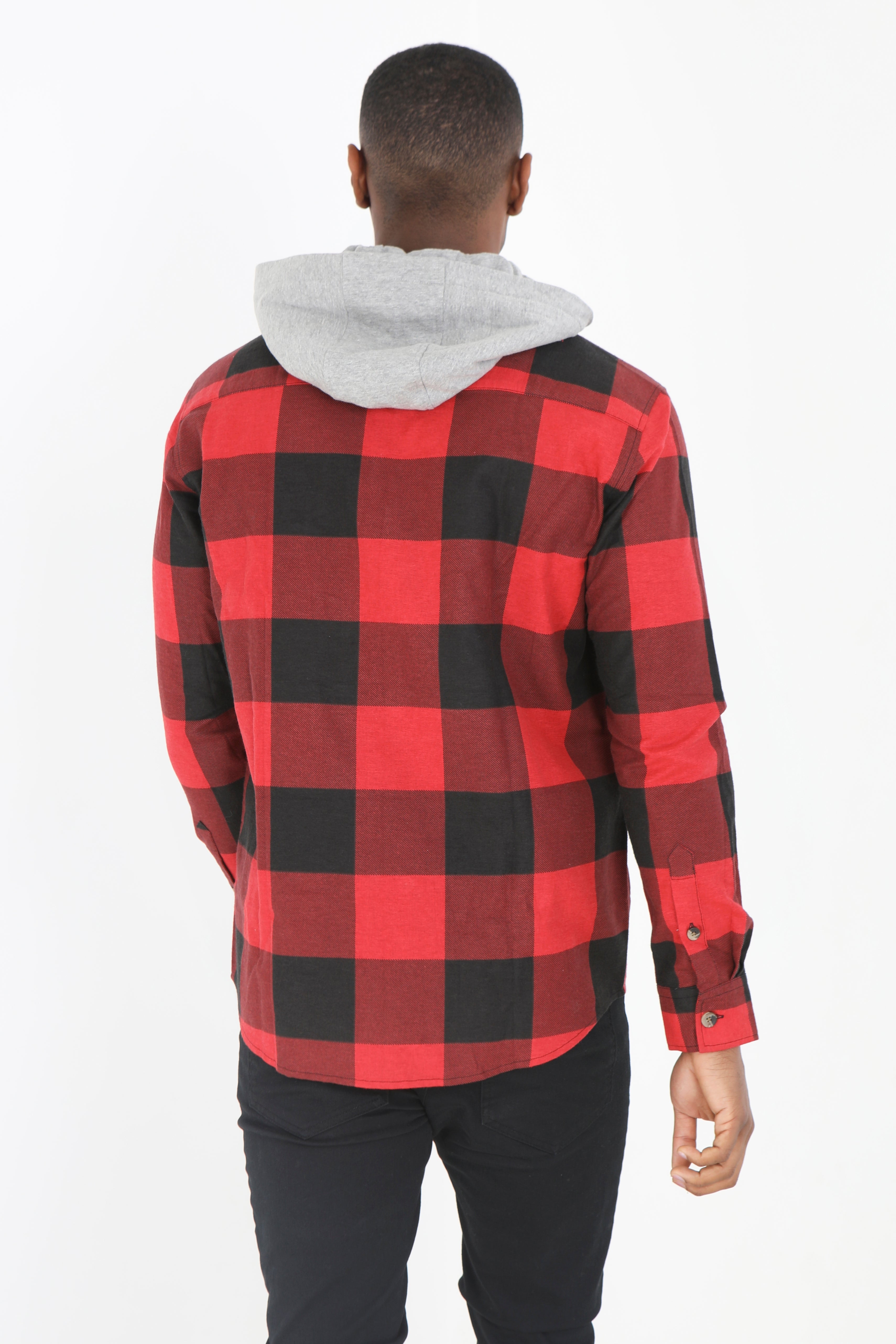 シャツ IONSEOUL check hood SHIRT BBU576 Checked Hooded Shirt var black ultrablack | Calliope